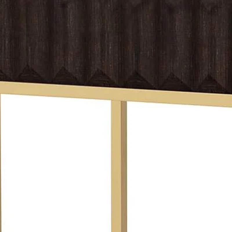 16.75 in. Brown and Gold Rectangle Wood End Table with Storage Drawer for Convenience