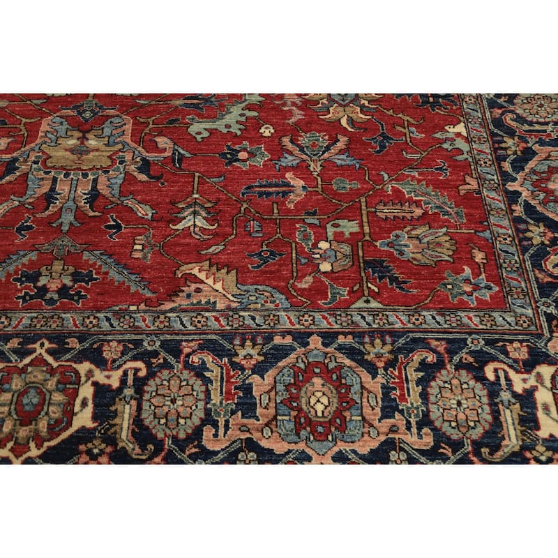 Hand Knotted Oriental 100% Wool Carpet Traditional All-Over Red Ziegler Area Rug - 11' 6'' X 9' 0''