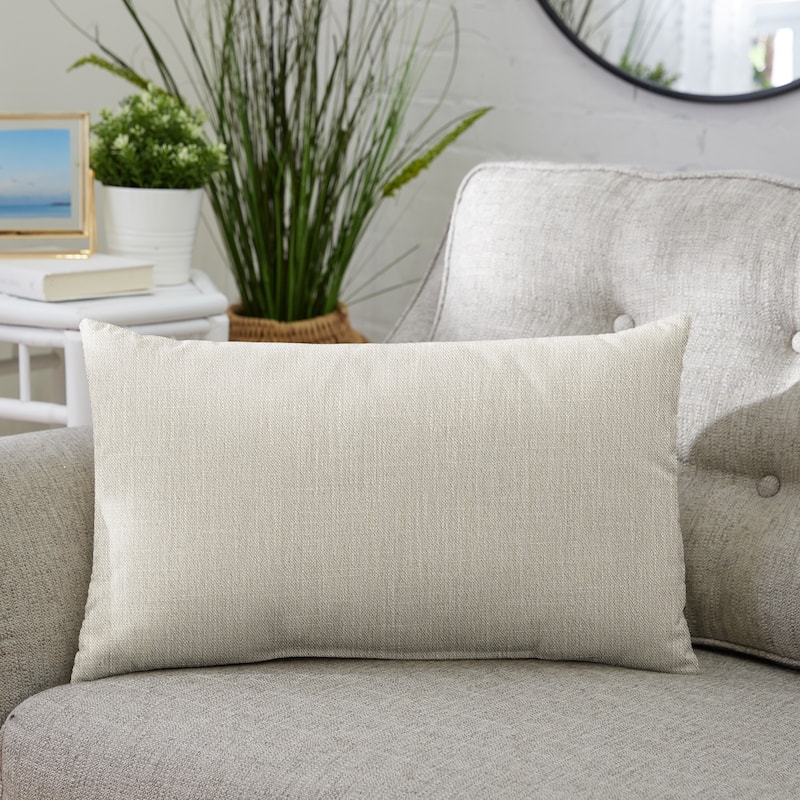 Sorra Home Indoor Knife Edge Pillow Single - 12 in H x 24 in W x 6 in D - Beige