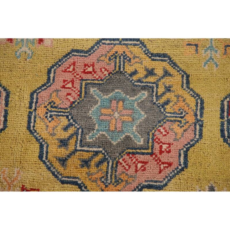 Geometric Kazak Area Rug Hand-Knotted Wool Carpet - 6'11" x 10'7"