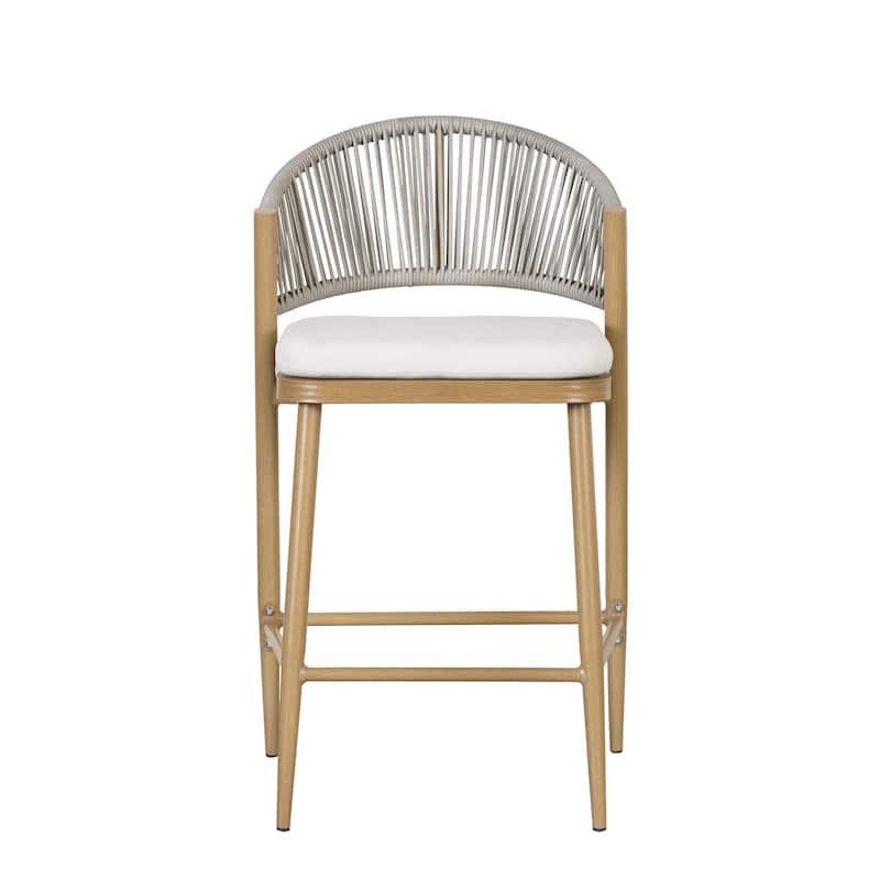 Christopher Knight Home - Beverly Outdoor Counter Stools with Scallop Backrest (Set of 4) - Aluminum