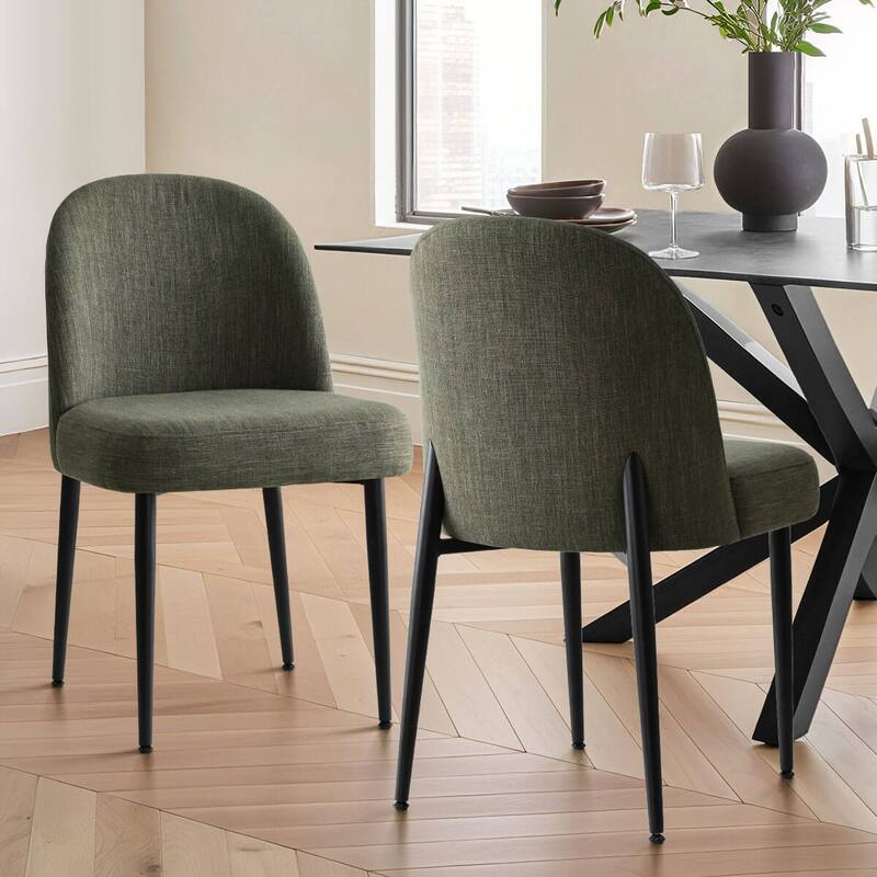 Linen Upholstered Dining Chair(Set of 2) - Green