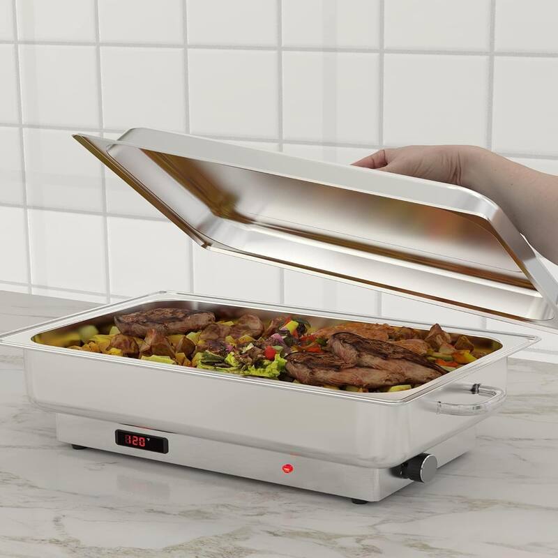 Electric Chafing Dishes 9QT Stainless Steel Chafers and Buffet Warmers Sets with1 Full-Size Pan 2 Half-Size Pan - 1 1/1 + 2 1/2