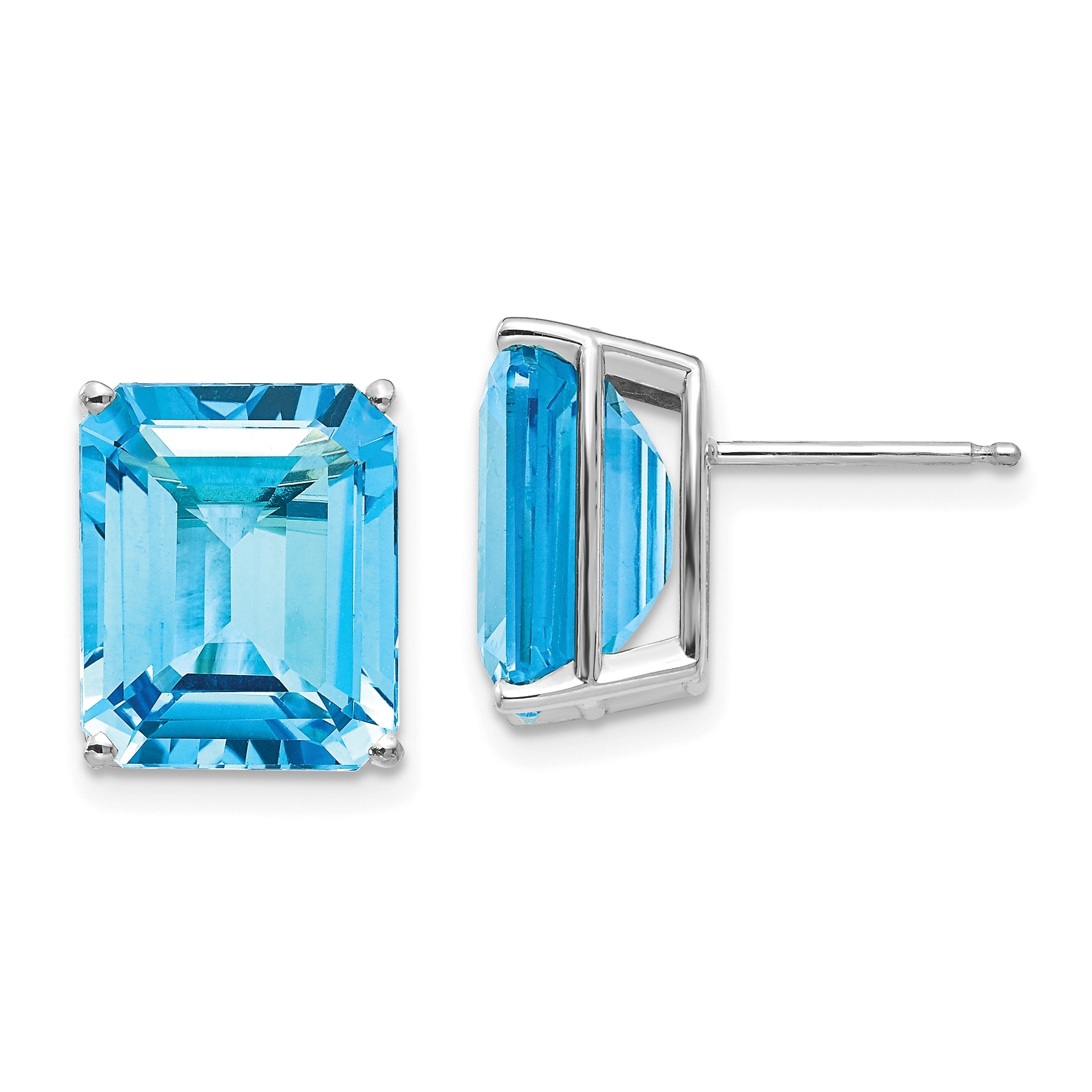 FB Jewels Solid 14K White Gold 8X6mm Oval Blue Topaz Earrings FB Jewels Solid 14K White Gold 8X6mm Oval Blue Topaz Earrings