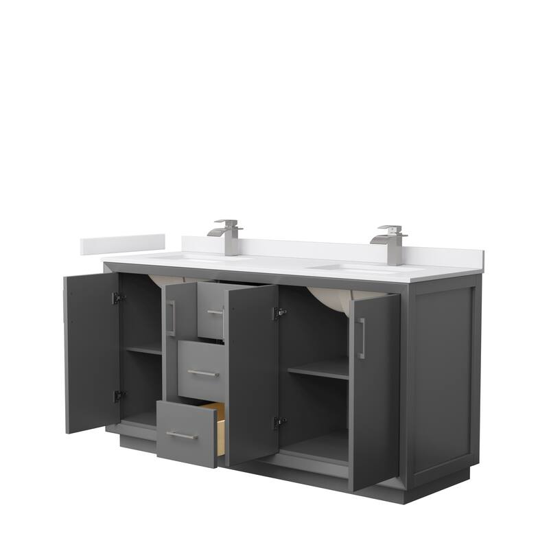 Strada 66-Inch Double Vanity Set, Cultured Marble Top