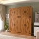 preview thumbnail 15 of 22, Rackcog Wooden Wardrobe with Barn Doors, Farmhouse Closet Storage Cabinet with Hanging Rod Cherry-63''