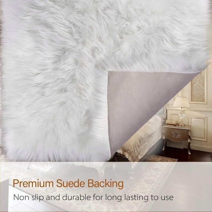 Shaggy Faux Fur Sheepskin Area Rug Super Soft Home Decor Carpet