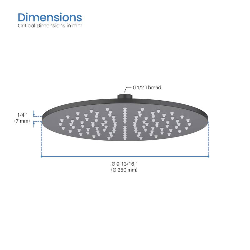 Circular 10" Metal Thin Profile Rain Shower Head 1.75 GPM