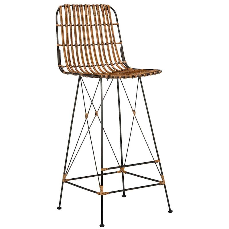 SAFAVIEH Ayala 43.3-inch Wicker Croco Brown Bar Stool (Set of 2) - 18.1" x 20.9" x 43.3" - 18Wx21Dx43H