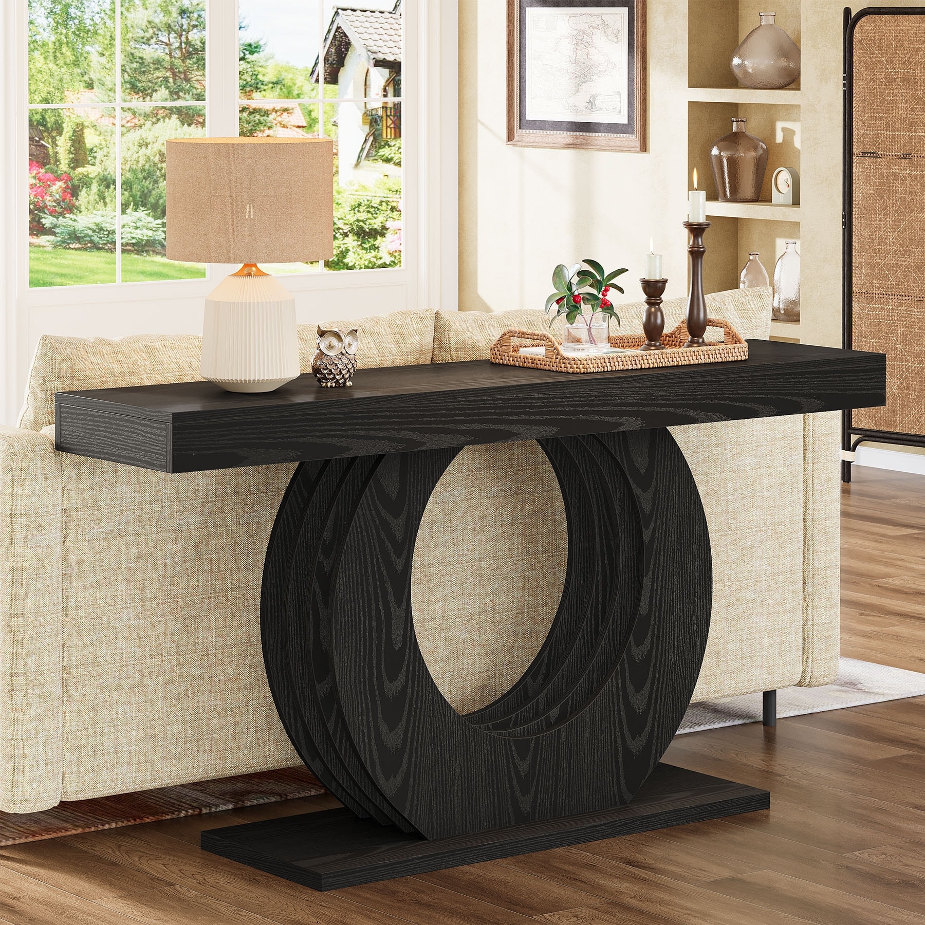 Wood Console Sofa Table, 63-Inch Rustic Farmhouse Entryway Table