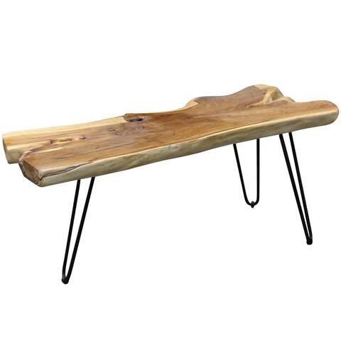 StyleCraft Baron Natural and Black Live Edge Coffee Table with Paperclip Legs