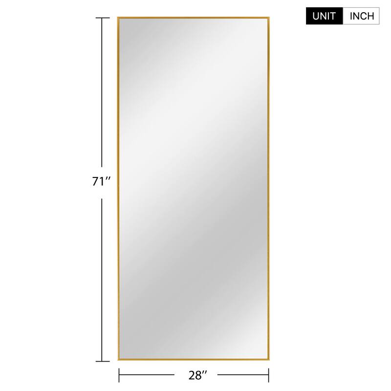 Modern Aluminum Alloy Thin Framed Full Length Floor Mirror