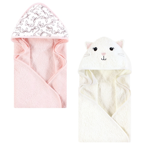 slide 1 of 1, Hudson Baby Infant Girl Cotton Animal Face Hooded Towel, Pink Bow Kitty, One Size - Pink Bow Kitty - One Size One Size - Pink Bow Kitty