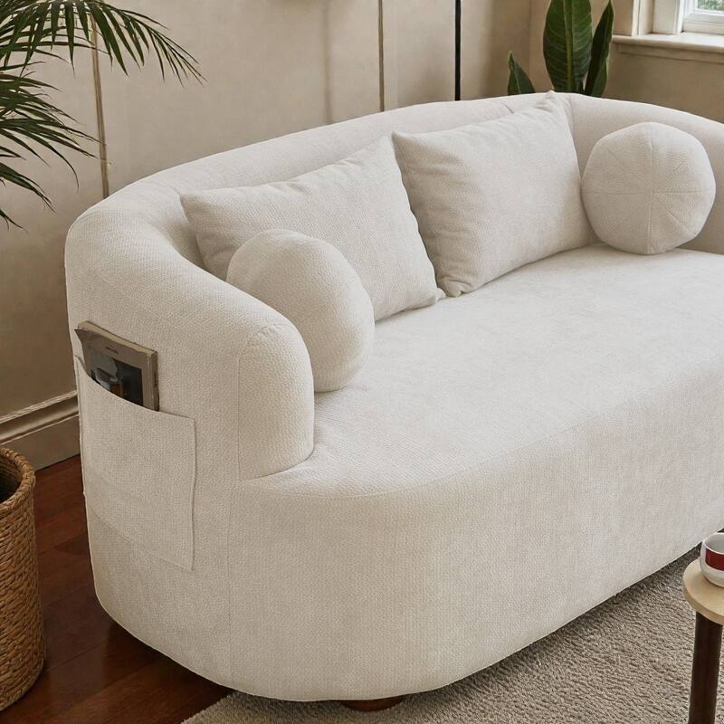 Sofa-in-a-Box Memory Foam 2-Seater Couch, Deep Seat Chenille Loveseat, No Assembly, Modern Compact Sofa for Living Room