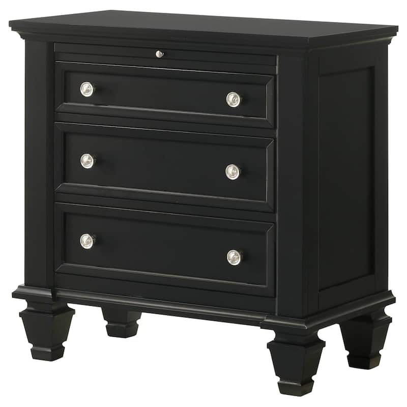 Black 3-drawer Nightstand with Pull Out Tray，Suitable for bedrooms,living rooms,apartments