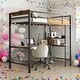 preview thumbnail 1 of 9, Brown+Black Led Loft Bed with Desk and Outlets and Shelves,Twin Size for Kids Brown+Black