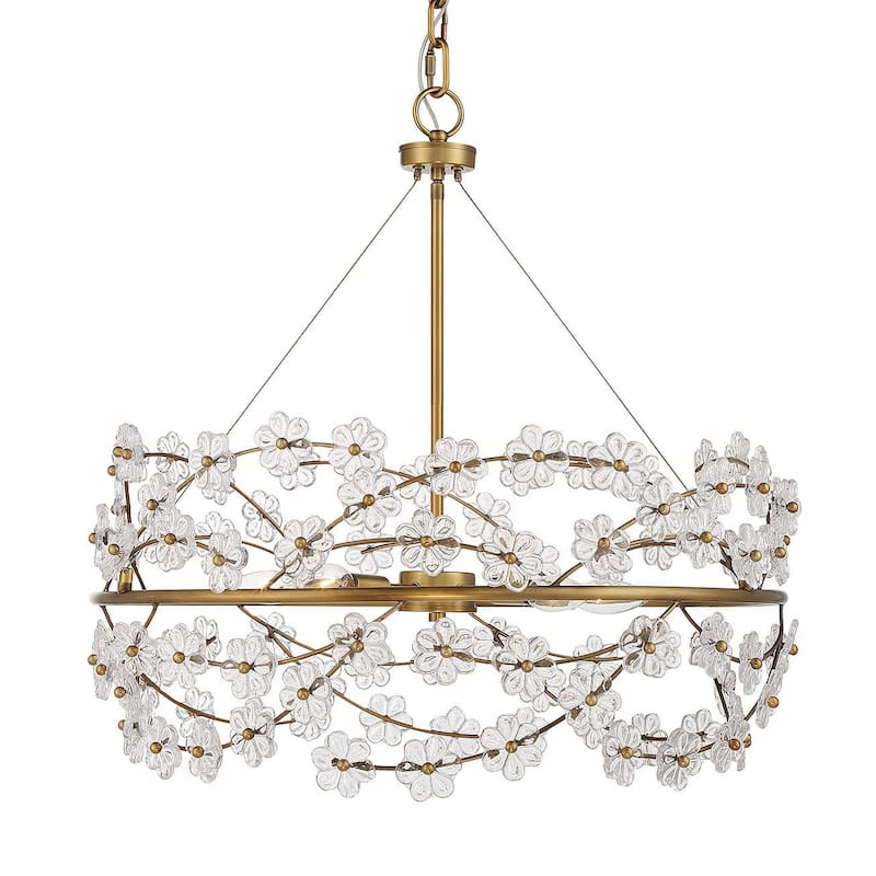 Savoy House 1-1727-5 Camille 5 Light 24" Wide Drum Chandelier - Warm Brass