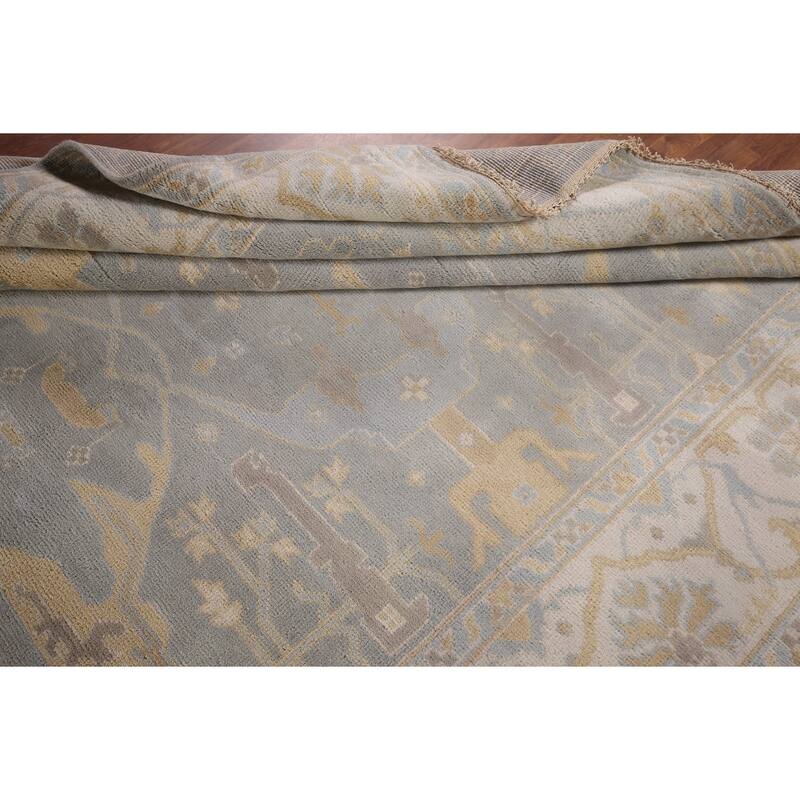 Gray Oushak Indian Area Rug Handmade Wool Carpet - 8'0"x 9'7"