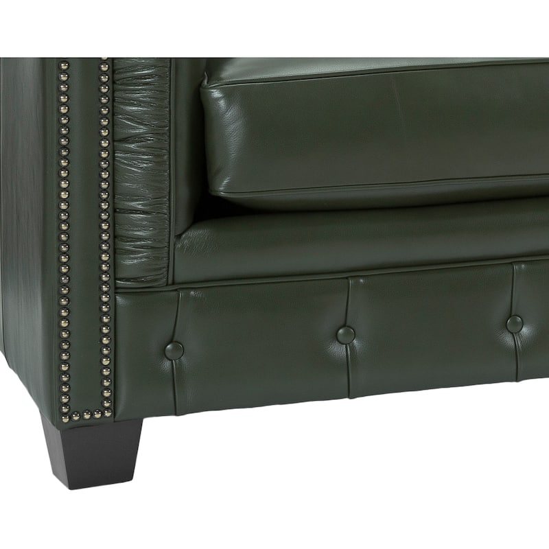 Hancock Tufted Top Grain Italian Leather Chesterfield Sofa - 31" H x 86" W x 40" D