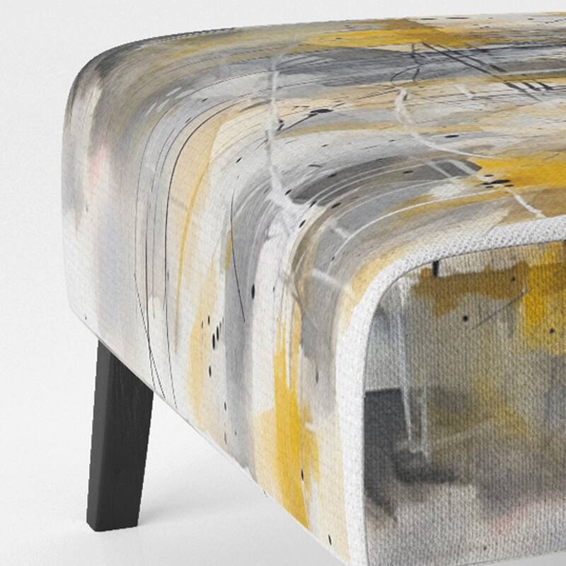 Designart "Yellow and Grey Beyond The Canvas I" Upholstered Abstract Accent Chair and Modern & Contemporary Arm Chair