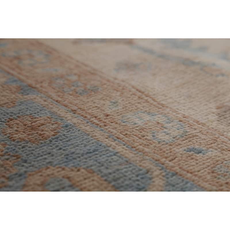 Hand Knotted Oriental 100% Wool Carpet Transitional Medallion Navy Blue & Blues Oushak Area Rug - 13' 7'' X 10' 0''