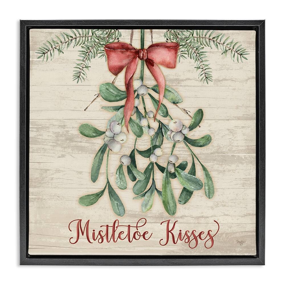 Stupell Rustic Mistletoe Kisses Framed Floater Canvas Wall Art Design By Mollie B.