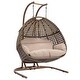 preview thumbnail 10 of 13, Double-Seat Swing Chair with Stand and Cushion Brown+Beige