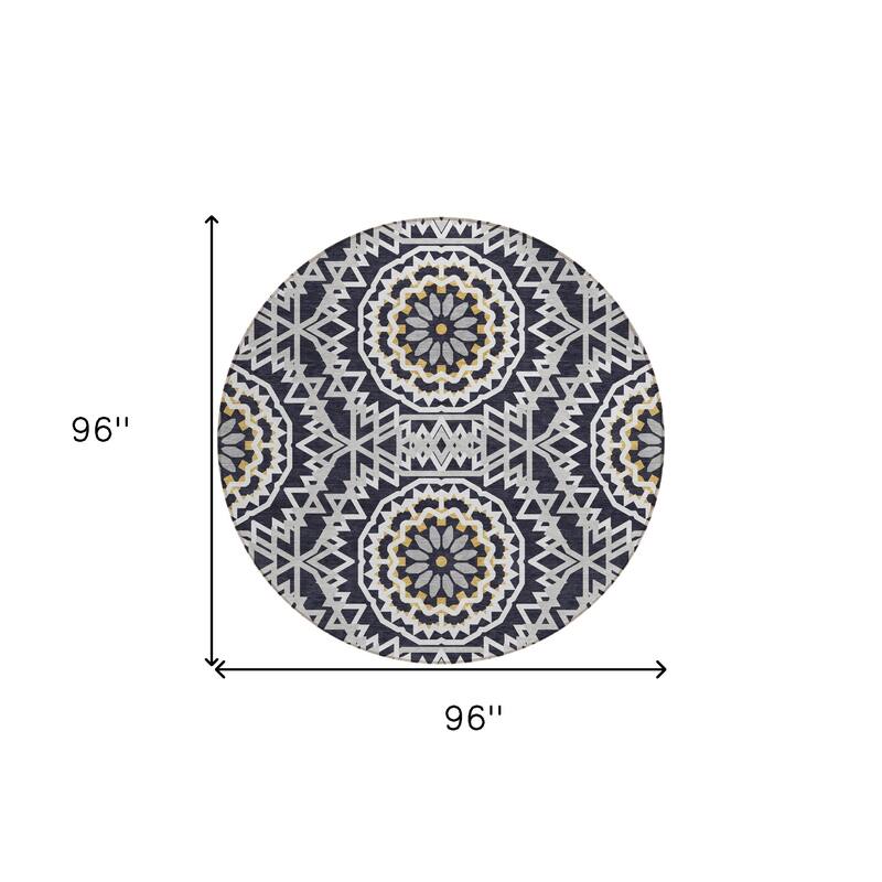 HomeRoots Floral Medallion Transitional Rectangle Outdoor Rug