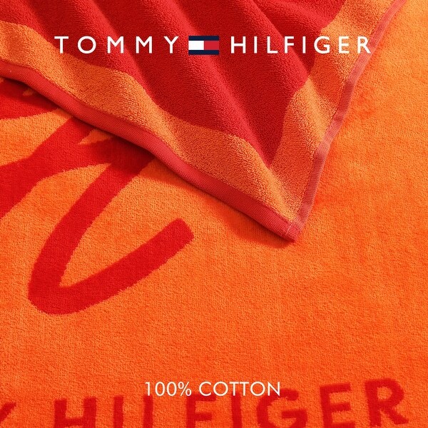 Tommy Hilfiger Printed Cotton Beach Towel - 36 x 68 - Bed Bath