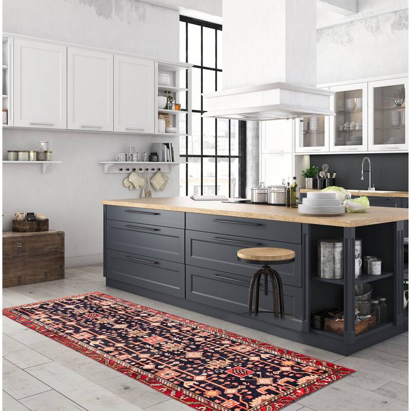 ECARPETGALLERY Hand-knotted Andelz Dark Navy Wool Rug - 3'7 x 9'9