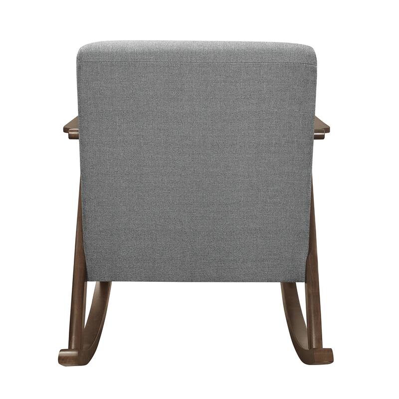 Rocking Chair Upholstery Button Tufted Solid Wood Furniture - Gray