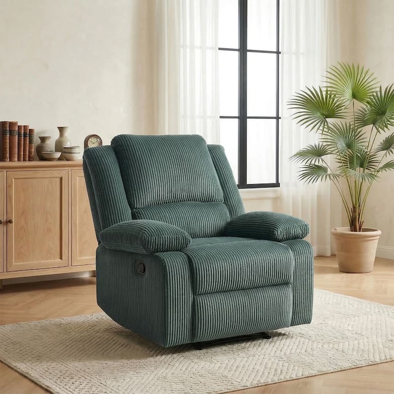 Corduroy Manual Recliner Chair with Footrest