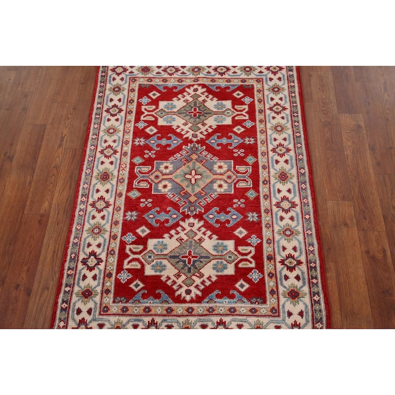 Red Kazak Accent Rug Hand-Knotted Wool Carpet - 2'6" x 3'10"