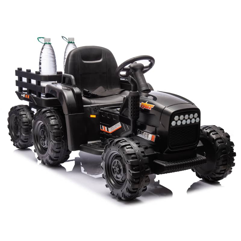 Ride on Tractor,Trailer,24VBattery Powered Electric Toy,200w*2motor 1.86-4.97MPH,Remote Control,3 speed adjustable,LED,safe belt