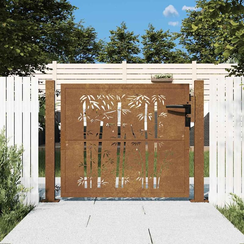 vidaXL Garden Gate Corten Steel Square Design - Brown
