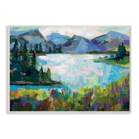 Shop Stupell Industries Abstract Mountains And Lake Pine Landscape