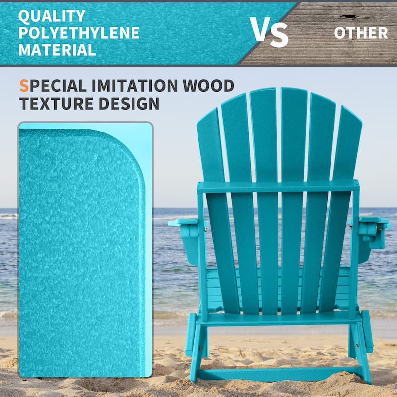 Vrakae Folding Adirondack Chair with Cup Holder