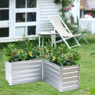 L-Shaped Galvanized Steel Raised Garden Bed