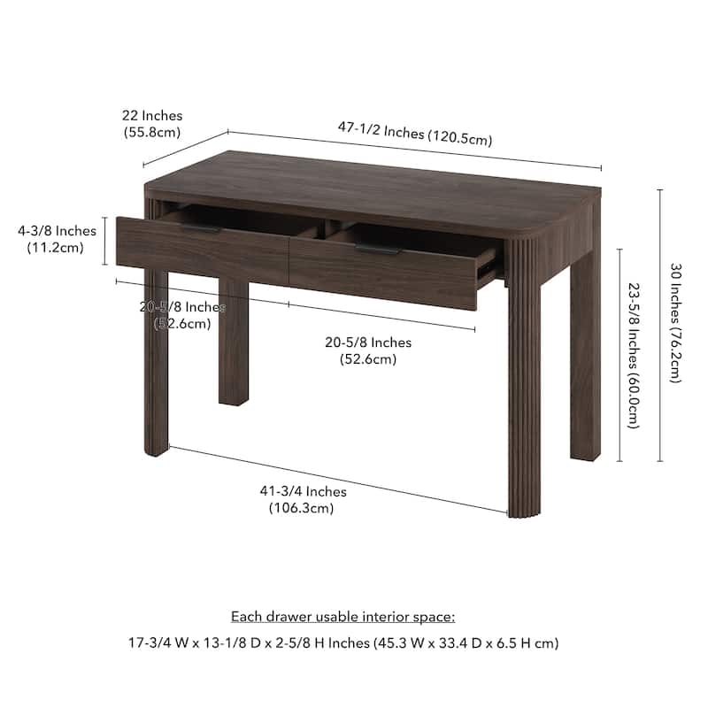 Lonsdale 48" Wide Rectangular Fluted Desk
