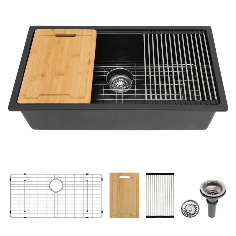 Lordear Undermount Kitchen Quartz Sink Workstation Composite Sink Solid Surface