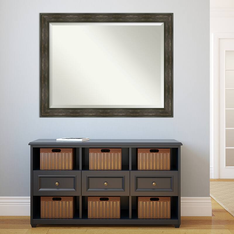 Beveled Wall Mirror - Rail Rustic Char Frame - Rail Rustic Char