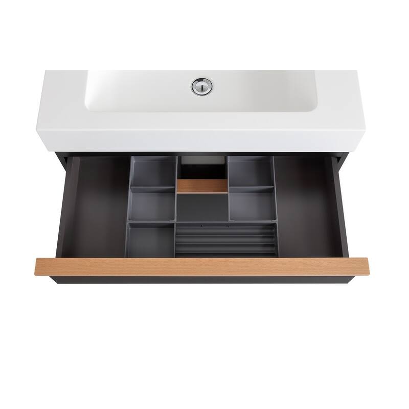 30 Inch Wall Mounted Bathroom Vanity with Integrated Acrylic Sink, 2 Soft-Close Drawers, Pre-Assembled,Modern Floating Cabinet
