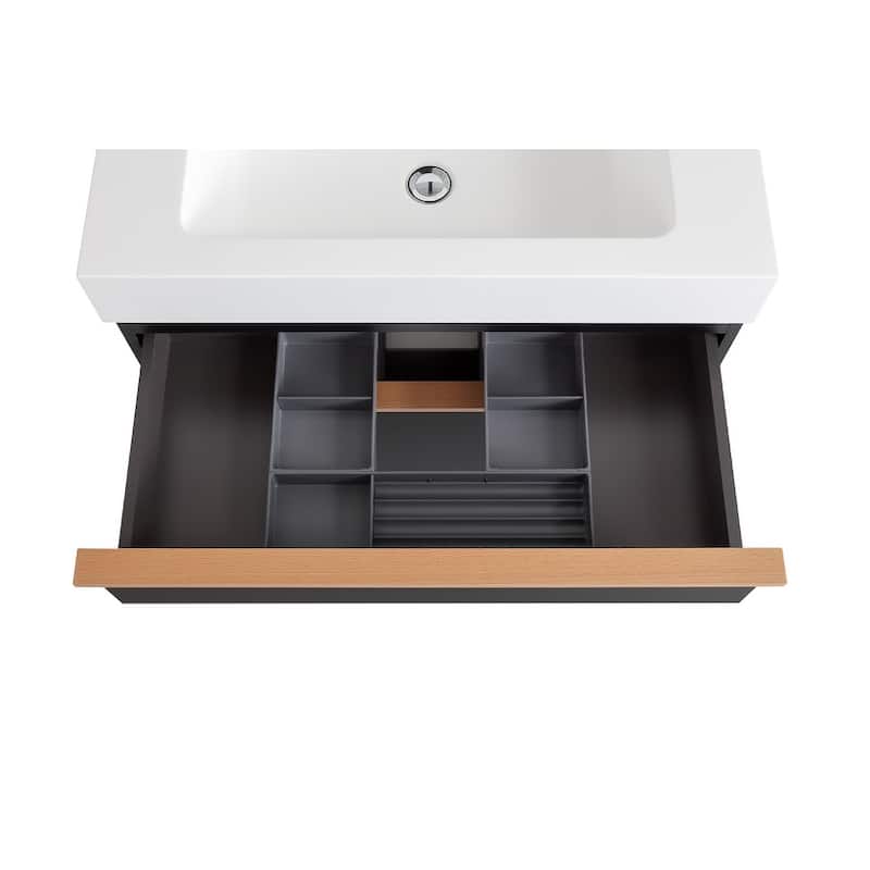 Wall Mounted Bathroom Vanity with Integrated Acrylic Sink