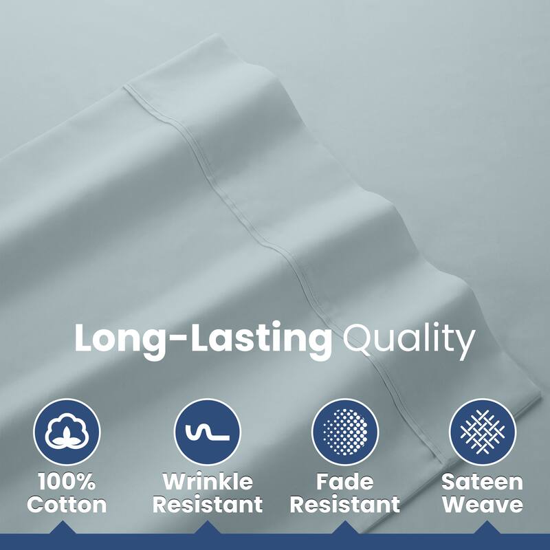 Martex 400 TC 100% Cotton Sateen, Deep Pocket, Silky Soft Sheet Set