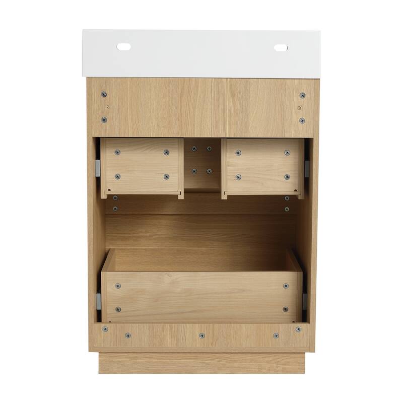 BNK 24/30 inch Freestanding Single Sink Bathroom Vanity with 2 Soft Close Drawers