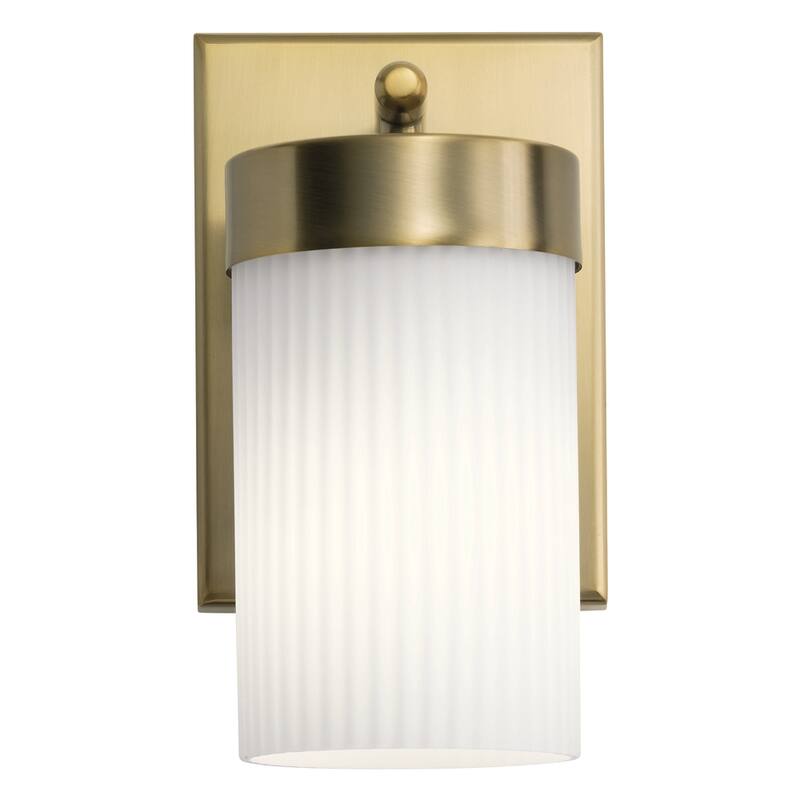 Kichler Ciona 9 inch 1 Light Wall Sconce with Round Ribbed Glass in Brushed Natural Brass