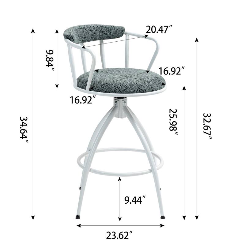 26'' Modern Industrial Design Swivel Counter Stool（Set of 2） - N/A