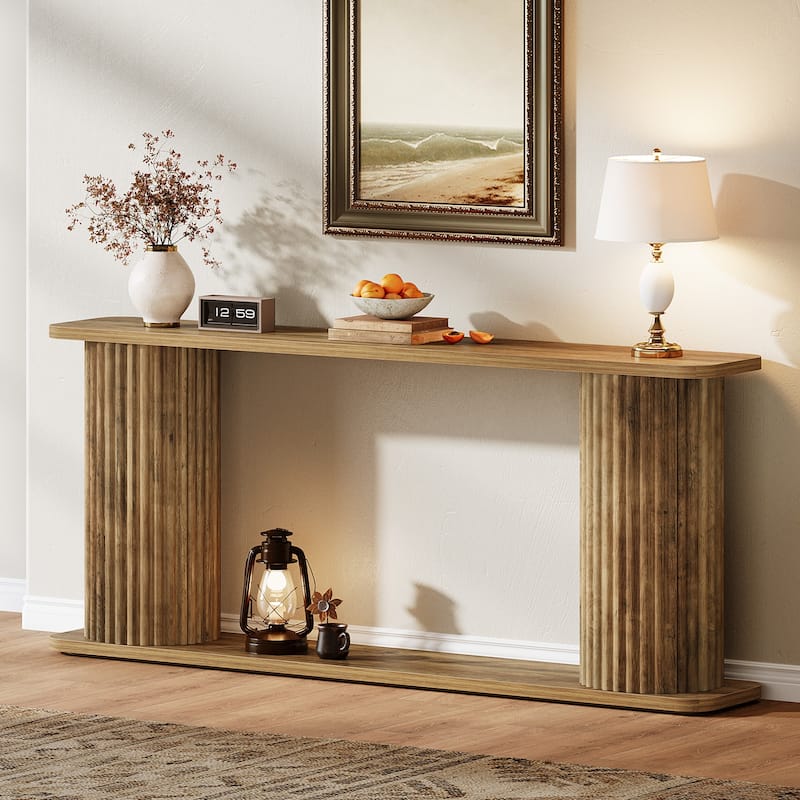 Mid Century Modern Long Console Table, 63" Behind Couch Sofa Table