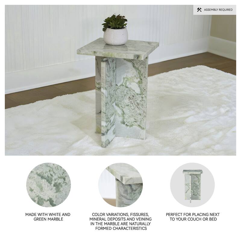 Signature Design by Ashley Deaconwell White/Green Accent Table - 14" W x 14" D x 22" H