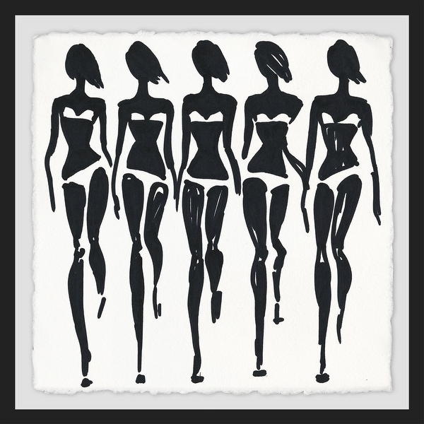 Marmont Hill MH-ALKFAS-78-BFPFL-40 40" x 40" "Bikini Sashay" Framed Giclee Painting on Paper - Black